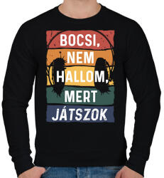 printfashion Bocsi, nem hallom, mert játszok - Férfi pulóver - Fekete (6017958)