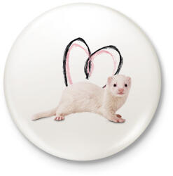 printfashion fehér görény szívecskével - Kitűző, hűtőmágnes - Fehér (15327778)