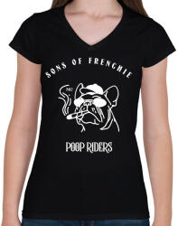 printfashion sonsoffrenchie2 - Női V-nyakú póló - Fekete (11435741)