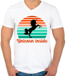 printfashion Unicorn inside - Férfi V-nyakú póló - Fehér (11590847)