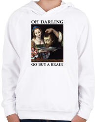 printfashion Oh Darling go buy a brain - Gyerek kapucnis pulóver - Fehér (7085699)