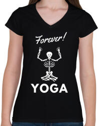 printfashion Forever Yoga - Női V-nyakú póló - Fekete (2548037)