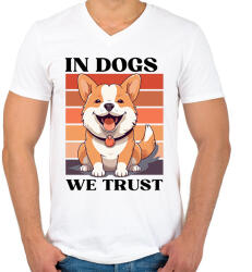 printfashion In Dogs We Trust - Férfi V-nyakú póló - Fehér (16786922)