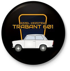 printfashion TRABANT 601 - ezzel kezdtem - Kitűző, hűtőmágnes - Fekete (11527202)