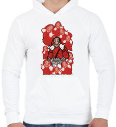 printfashion La Casa de papel art - Férfi kapucnis pulóver - Fehér (4688641)