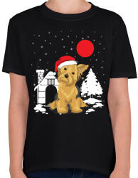 printfashion Yorkie karácsony - Gyerek póló - Fekete (1115138)