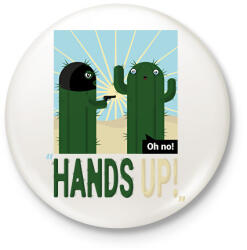 printfashion Fel a kezekkel! - Kaktusz - Kitűző, hűtőmágnes - Fehér (7665697)