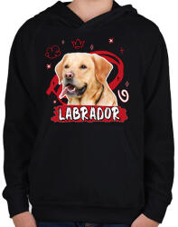 printfashion Labrador firka - Gyerek kapucnis pulóver - Fekete (11852372)