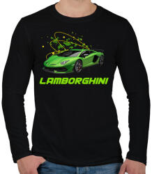 printfashion Zöld lamborghini - Férfi hosszú ujjú póló - Fekete (8199920)