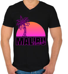 printfashion Malibu - Férfi V-nyakú póló - Fekete (7140306)