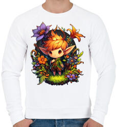printfashion Cuki manógyerek virágokkal - Férfi pulóver - Fehér (16107438)
