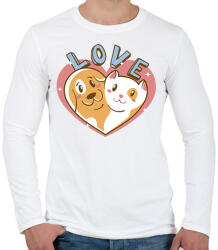 printfashion Kutya és macska szeretet - Férfi hosszú ujjú póló - Fehér (6150846)