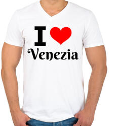 printfashion I love Venezia - Férfi V-nyakú póló - Fehér (10649662)