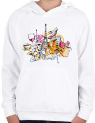 printfashion Párizs - Gyerek kapucnis pulóver - Fehér (4701441)