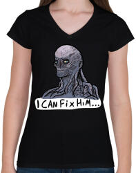printfashion Vecna megjavít - Női V-nyakú póló - Fekete (7477720)