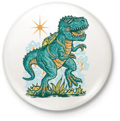 printfashion Iskolás trex - Kitűző, hűtőmágnes - Fehér (11734927)