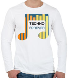 printfashion Techno Forever - Férfi hosszú ujjú póló - Fehér (6577673)