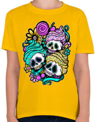 printfashion Muffin koponyák - Gyerek póló - Sárga (3818)