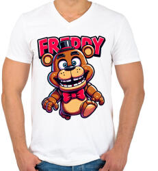 printfashion Freddy Fazbear - Férfi V-nyakú póló - Fehér (14935514)
