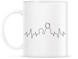 printfashion Rick és Morty heartbeat fekete - Bögre - Fehér (5235534)