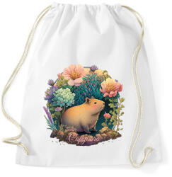 printfashion Virágos capybara - Sportzsák, Tornazsák - Fehér (13599165)