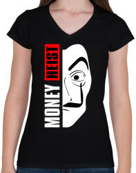 printfashion La Casa de Papel - A nagy pénzrablás - Money Heist - Női V-nyakú póló - Fekete (5793560)