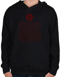printfashion supernatural demoniac text red - Gyerek kapucnis pulóver - Fekete (2108075)