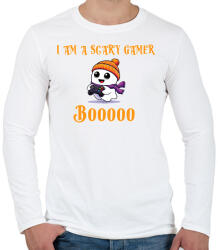 printfashion Scary Little Ghost Gamer - Férfi hosszú ujjú póló - Fehér (16696465)