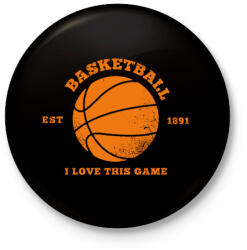 printfashion BASKETBALL - Kitűző, hűtőmágnes - Fekete (3100123)