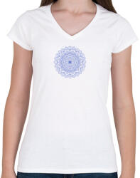 printfashion Kifesthető mandala minta7. - Női V-nyakú póló - Fehér (4081376)