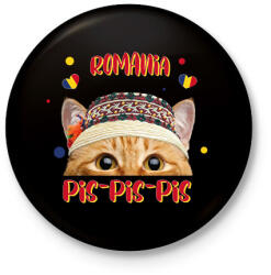 printfashion Cicc-cicc - Romania - Kitűző, hűtőmágnes - Fekete (7585387)