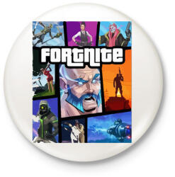 printfashion Fortnite GTA Edition - Kitűző, hűtőmágnes - Fehér (3077671)