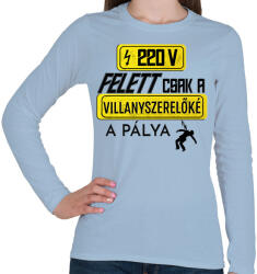printfashion 220V FELETT | Fekete - Női hosszú ujjú póló - Világoskék (6094592)