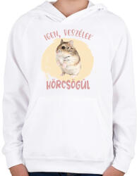 printfashion Igen, beszélek hörcsögül - Gyerek kapucnis pulóver - Fehér (7096682)