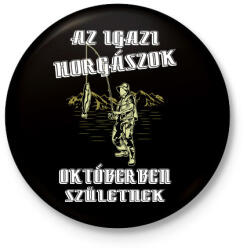 printfashion Októberi horgász - Kitűző, hűtőmágnes - Fekete (4770327)