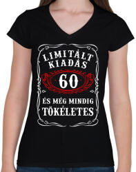 printfashion Limitált kiadás - 60 - Női V-nyakú póló - Fekete (14765228)