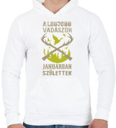 printfashion A legjobb vadászok januárban születtek - Férfi kapucnis pulóver - Fehér (16332684)