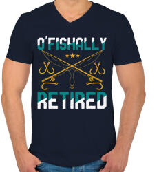 printfashion O'FISHally retired - Férfi V-nyakú póló - Sötétkék (2458050)