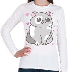 printfashion Cuki cica - Női hosszú ujjú póló - Fehér (6156978)