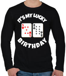 printfashion 58 POKER SZÜLINAP - Férfi hosszú ujjú póló - Fekete (9842828)