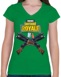 printfashion Shotguns Fortnite - Női V-nyakú póló - Zöld (2440337)