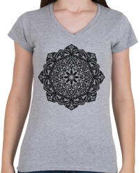 printfashion Mandala - Női V-nyakú póló - Sport szürke (134448)