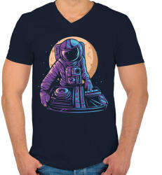 printfashion Űrhajós DJ - Férfi V-nyakú póló - Sötétkék (5520391)