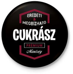 printfashion Cukrász prémium minőség - Kitűző, hűtőmágnes - Fekete (3097034)