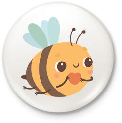 printfashion Méhecske szívvel - Kitűző, hűtőmágnes - Fehér (7587866)