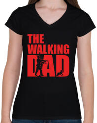 printfashion The walking dad - Női V-nyakú póló - Fekete (1484504)