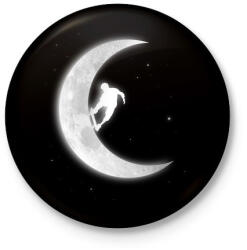 printfashion Gördeszkás a holdon - Kitűző, hűtőmágnes - Fekete (3090899)