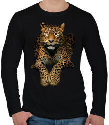 printfashion leopárd - Férfi hosszú ujjú póló - Fekete (5671717)