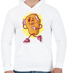 printfashion Chicken nuggets - Férfi kapucnis pulóver - Fehér (9443444)