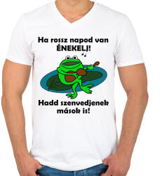 printfashion Ha rossz napod van - Férfi V-nyakú póló - Fehér (15117921)